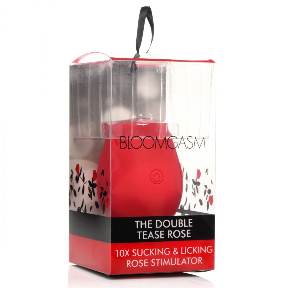 The Double Tease Rose 10x Sucking and Licking Silicone Stimulator